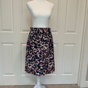 J Crew A Line Hibiscus Print Midi Skirt Size 4